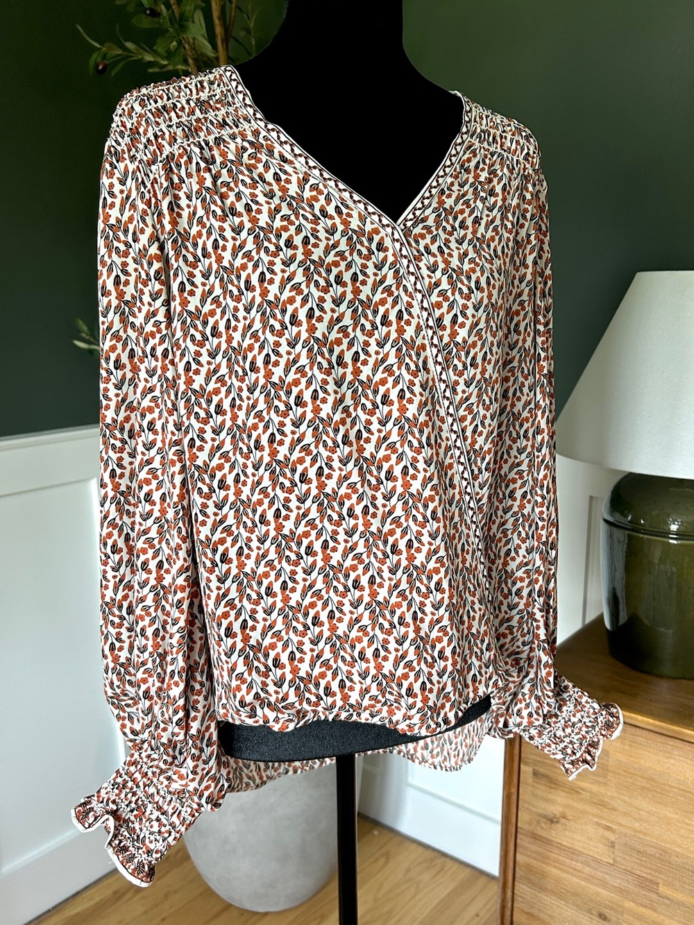 Max Studio Faux-Wrap Blouse, EUC